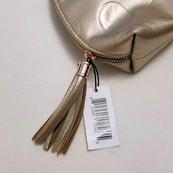 🆕️ Sephora Rouge Metallic Faux Leather Gold Dot Clutch Purse Handbag Makeup Bag - Picture 2 of 4